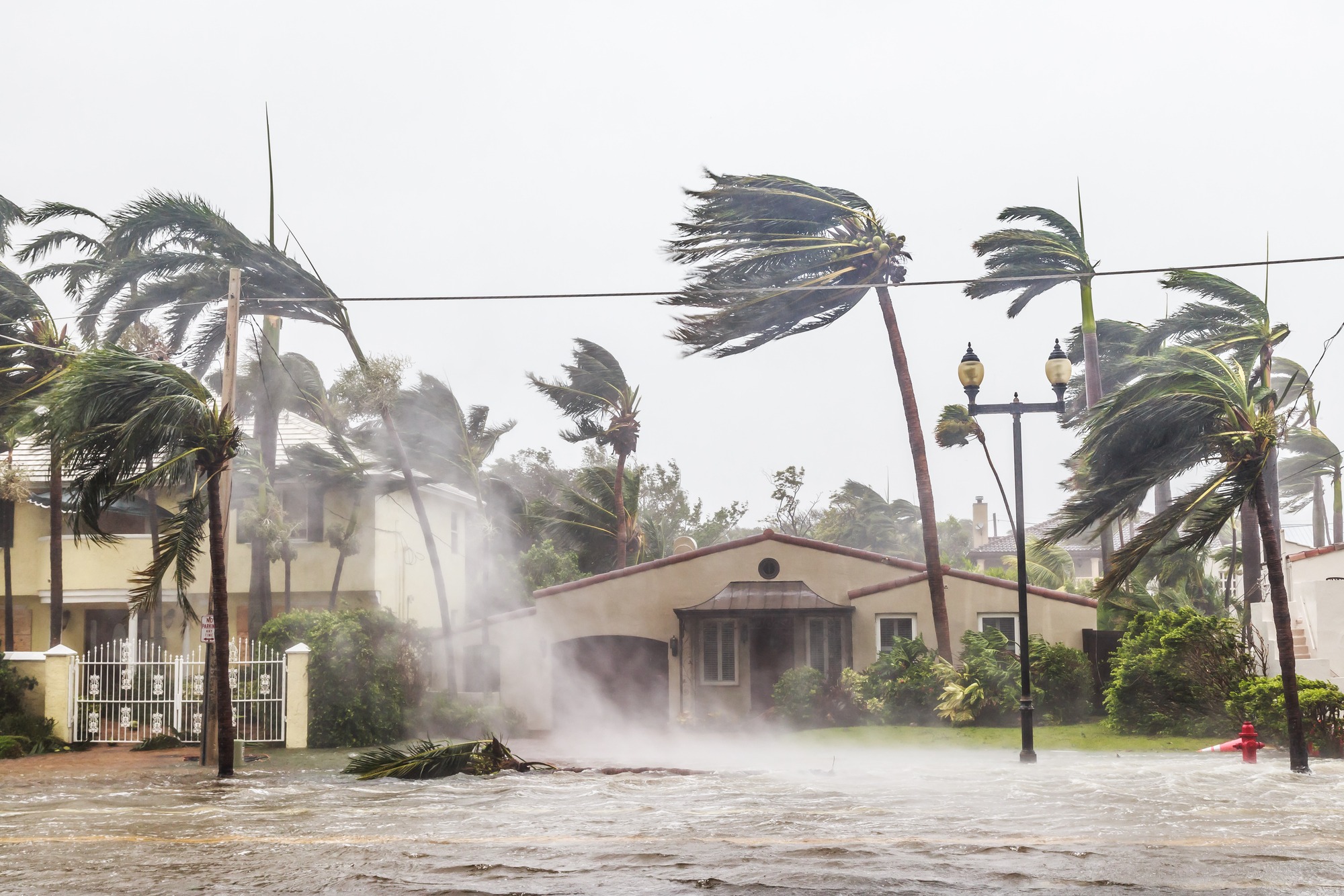 A flooded street after catastrophic Hurricane.